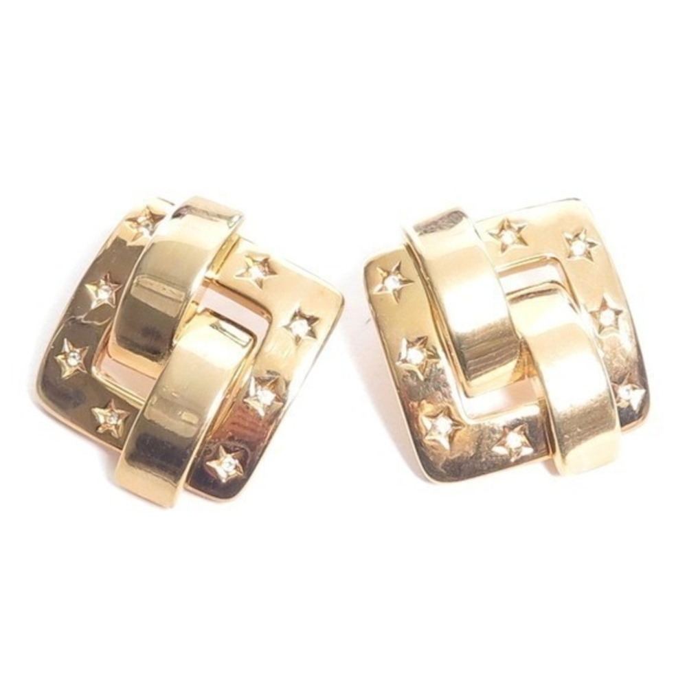 Joan Rivers Gold Tone Star Crystal Square Stud Earrings Vintage Style‎